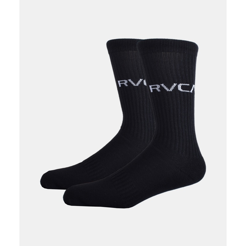 RVCA 2 Pack Basic Logo Crew Socks-Black