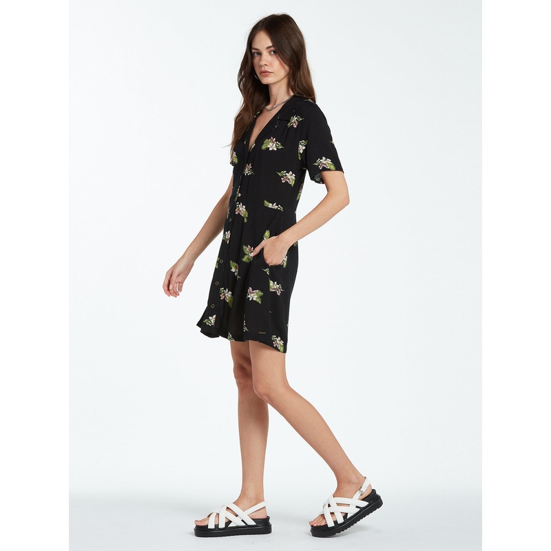 Volcom Stormy Tropix S/S Dress-Black