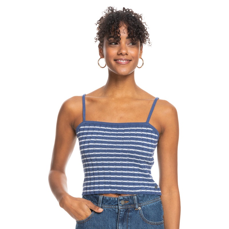 Roxy Dream Sign Stripe Tank-Bijou Blue