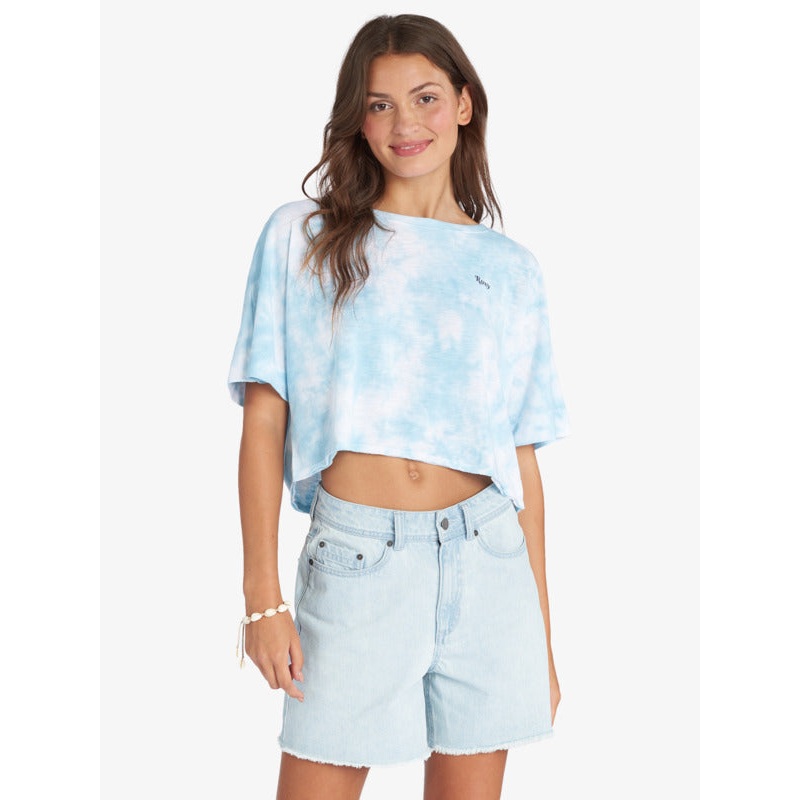 Roxy Happy Palms Tee-Cool Blue