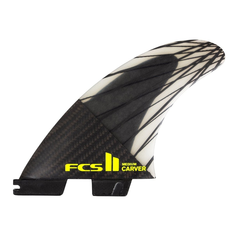 FCS Carver PC Carbon Tri Fin Set-Black/Acid-Large