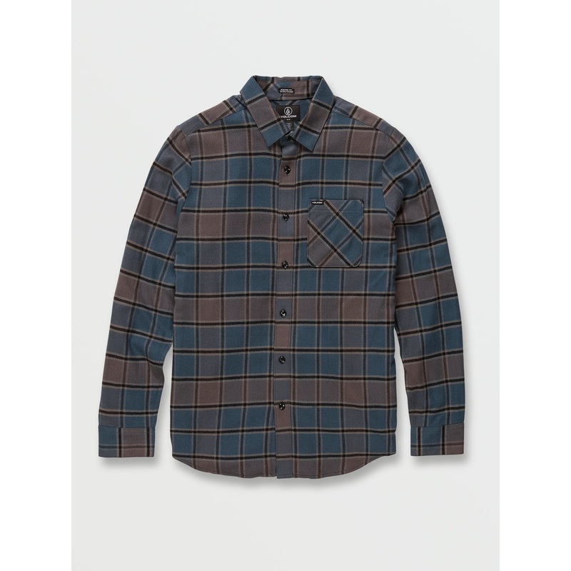 Volcom Caden Plaid L/S Shirt-Marina Blue