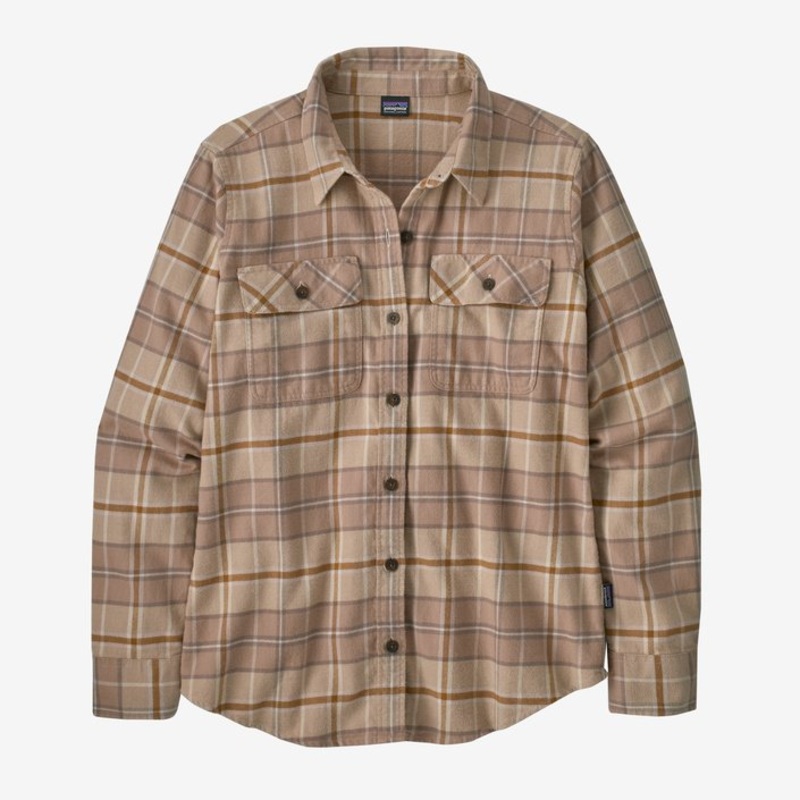 Patagonia W’s L/S Organic Cotton MW Fjord Flannel-Roots: Pampas Tan