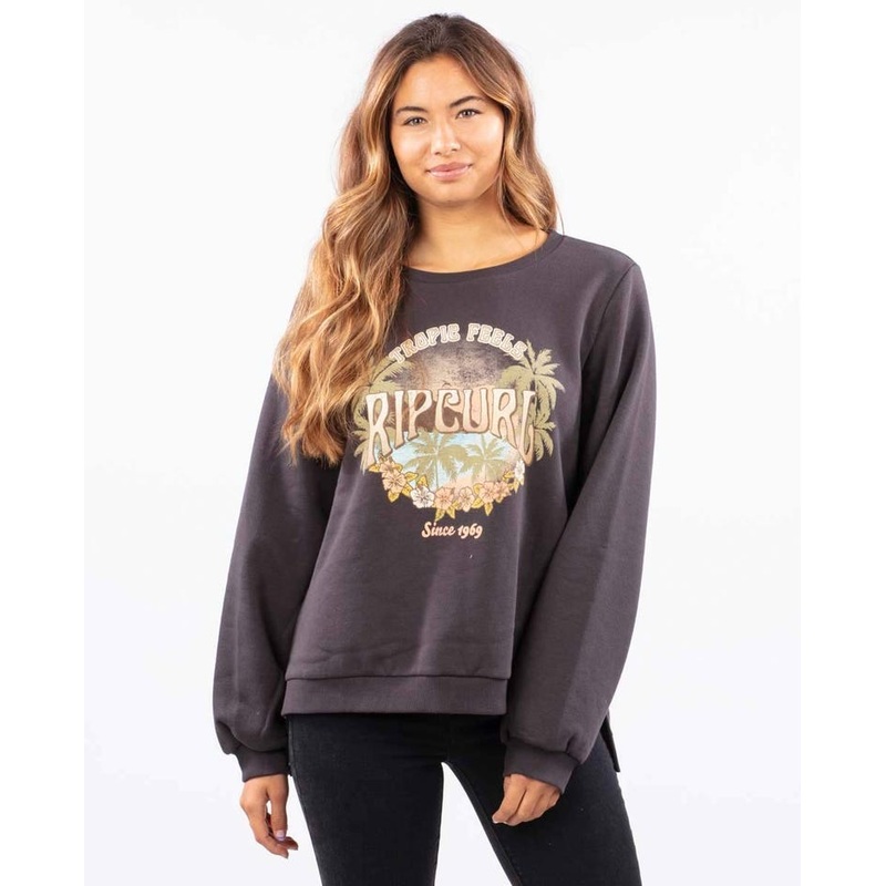 Rip Curl Tropic Feels Crew Sweatshirt-Washed Black
