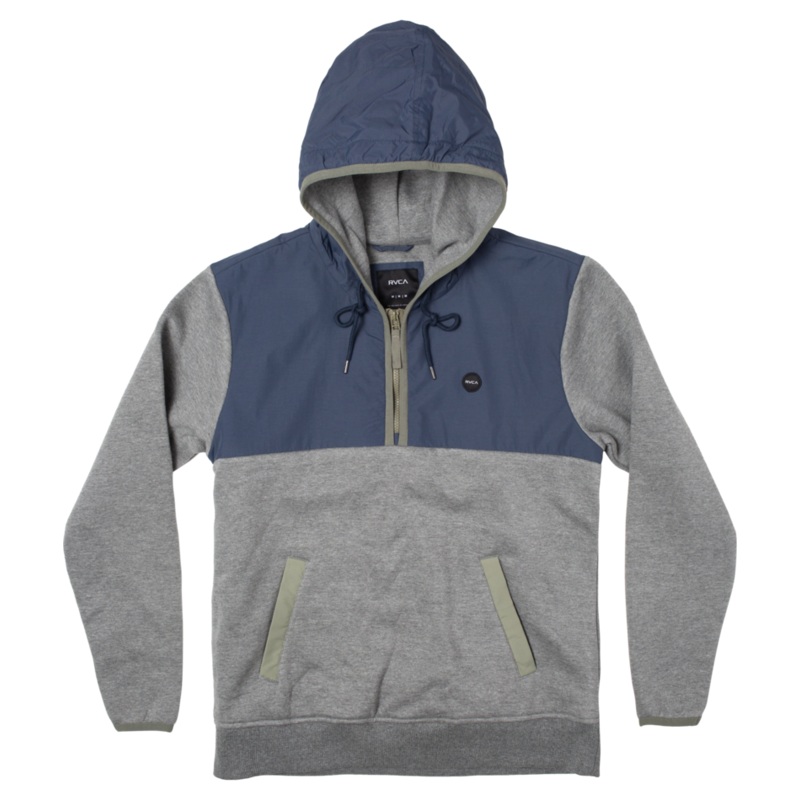 RVCA Oak Fleece Anorak Jacket-Heather Grey