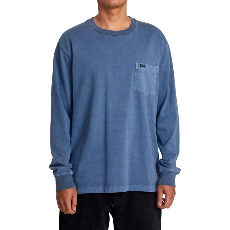 RVCA PTC Crew Neck L/S Tee-Moody Blue