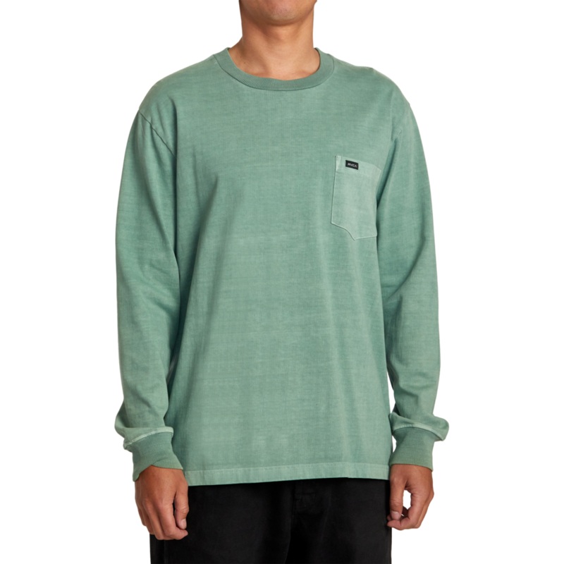 RVCA PTC Crew Neck L/S Tee-Spinach