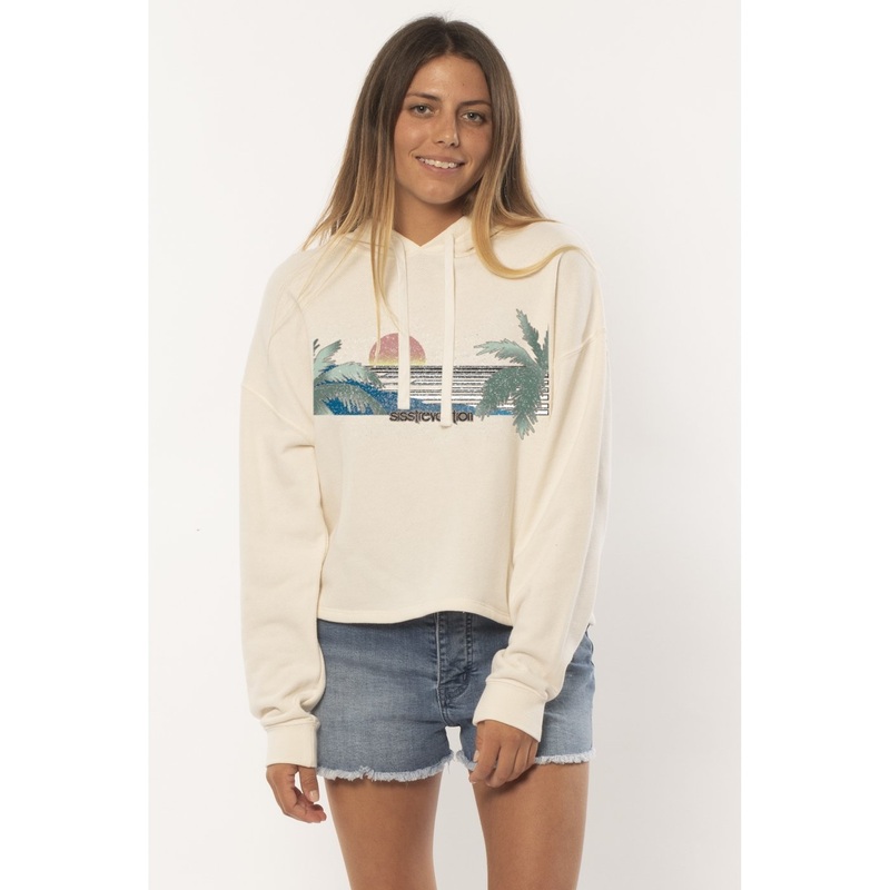 Sisstr Lines Crop Hooded Sweatshirt-Vintage White