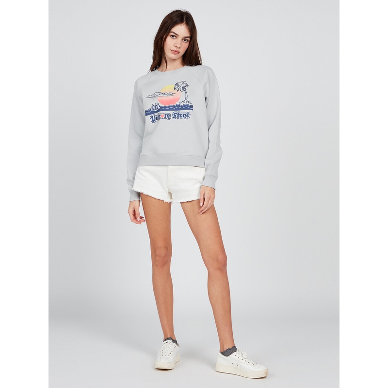 Volcom Truly Stokin Crew Sweatshirt-Daze Grey