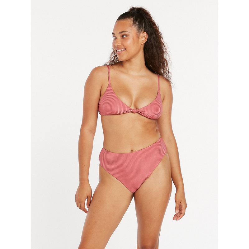 Volcom Simply Rib Vneck Top-Dusty Rose