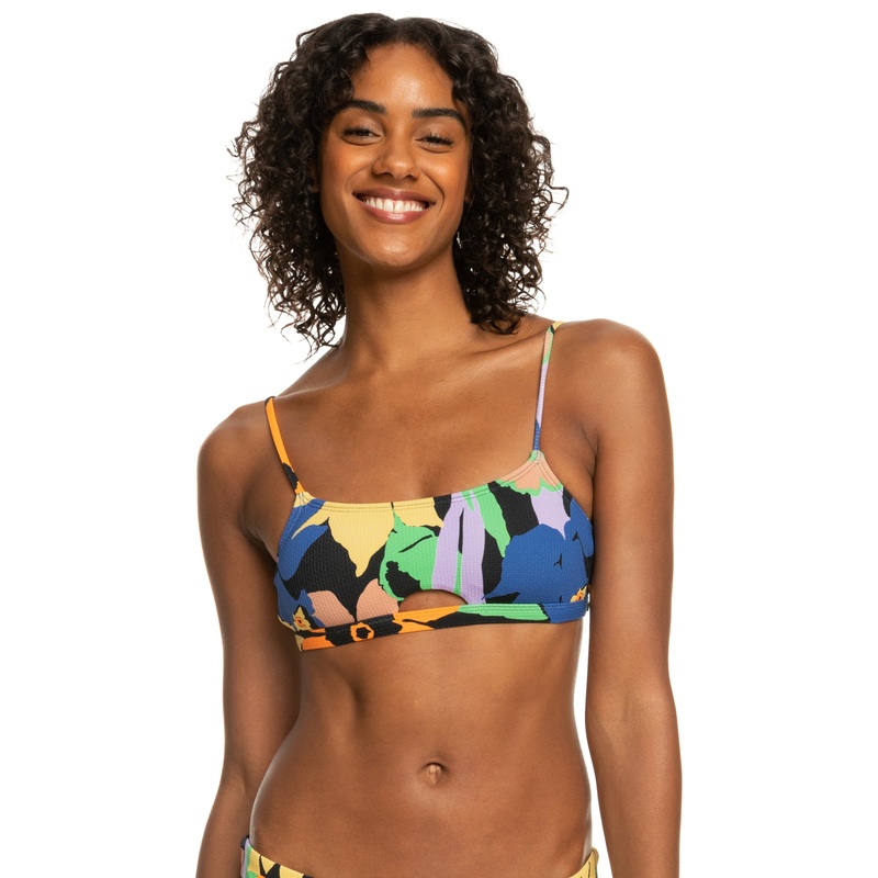 Roxy Color Jam Bralette Top-Anthracite Flower