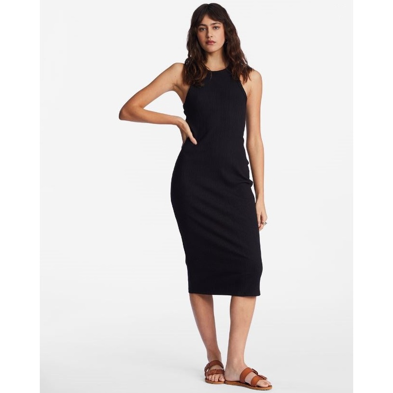 Billabong Tomboy Tank Dress-Black Pebble