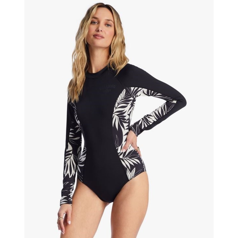 Billabong Core Mock Neck L/S One Piece-Black Pebble