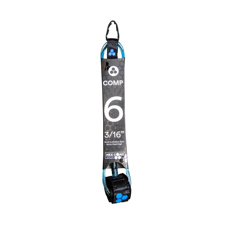 Channel Islands Comp Hex Cord Leash-Black/Blue-6′ x 3/16″