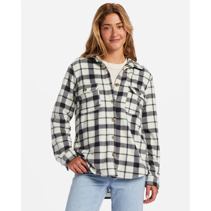 Billabong Forge Fleece L/S Shirt-White Black 2