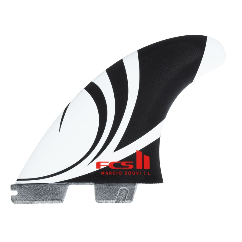 FCS II Sharpeye PC Carbon Tri Fin Set-Black/White-Medium