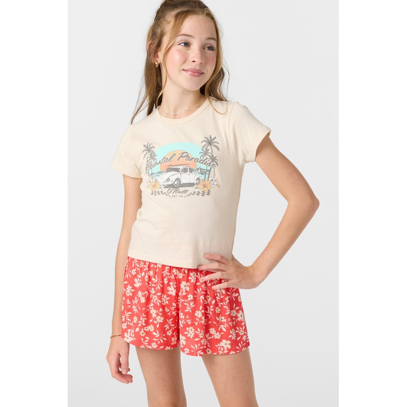 O’Neill Girls Coastal Paradise Tee-Tapioca
