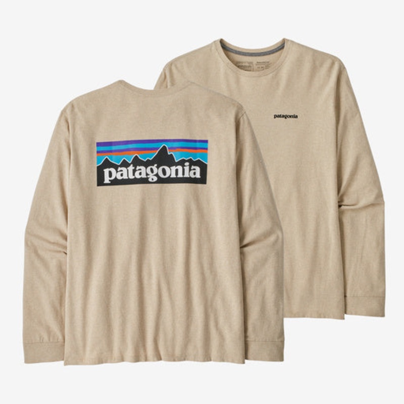 Patagonia P-6 Logo L/S Responsibili-Tee-Oar Tan