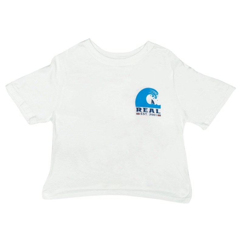 REAL On Repeat Waves Crop Tee-White