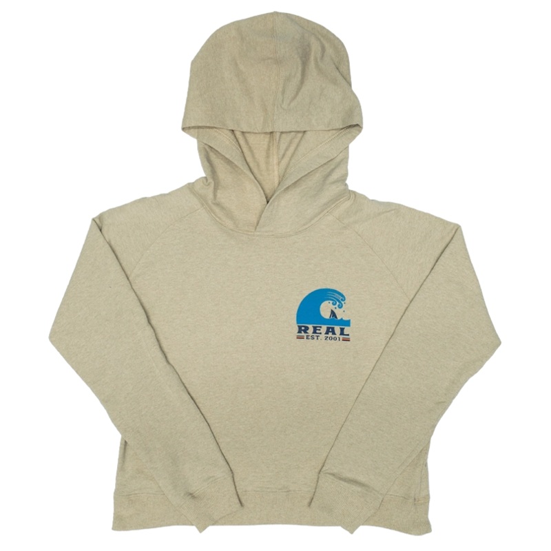REAL On Repeat Waves Hooded Crop Sweatshirt-Limestone