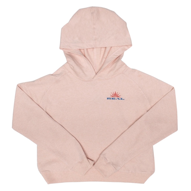 REAL Opposite Beach Hooded Crop Sweatshirt-Dusty Pink