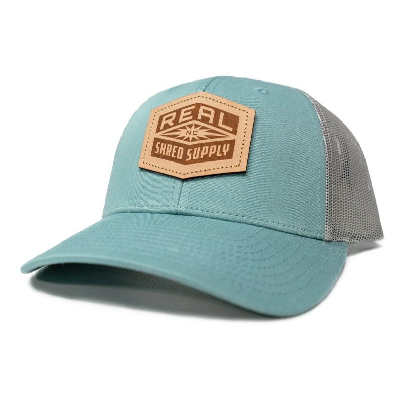 REAL Shred Supply Leather Badge Hat-Smoke Blue/Aluminum