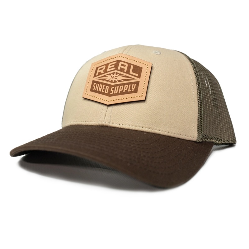 REAL Shred Supply Leather Badge Hat-Tan/Loden/Brown