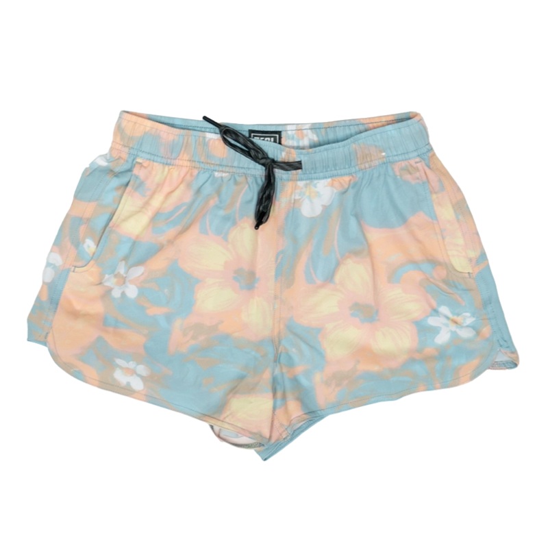 REAL Wmn’s Repeater Print Volley Shorts-Aqua