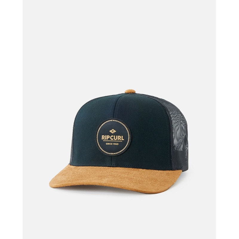 Rip Curl Routine Curve Trucker Hat-Black/Tan