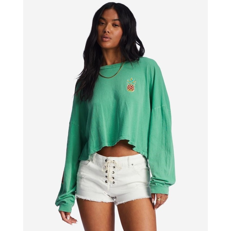 Billabong Beach Boyfriend Crop L/S Tee-Sweet Grass