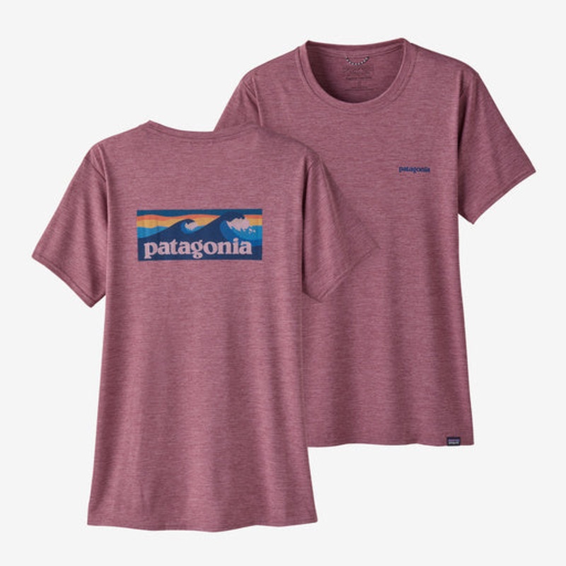 Patagonia Cap Cool Daily Graphic Tee-Boardshort Logo: Evening Mauve X-Dye