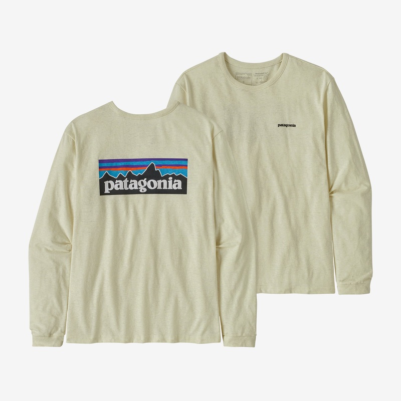 Patagonia P-6 Logo L/S Responsibili-Tee-Birch White