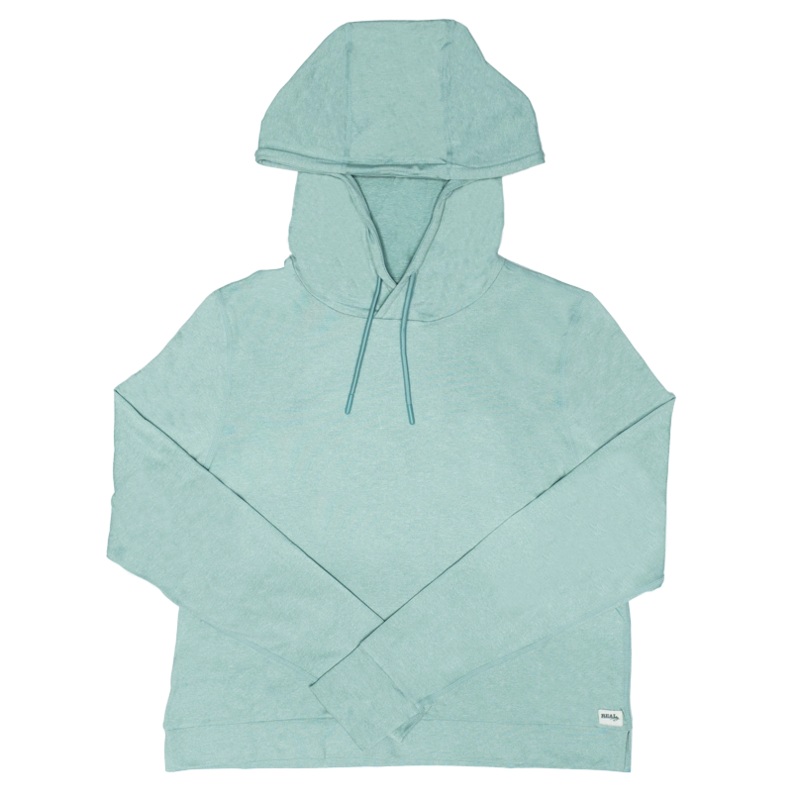 REAL Emily Hooded L/S Shirt-Heather Seafoam
