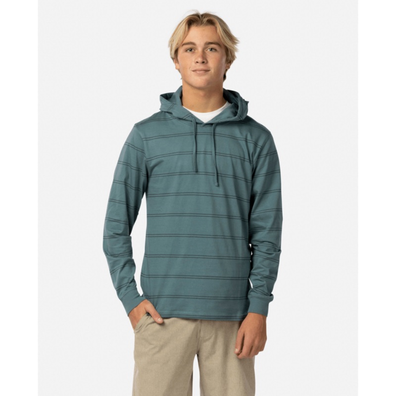 Rip Curl Plain Stripe Hooded L/S Tee-Bluestone