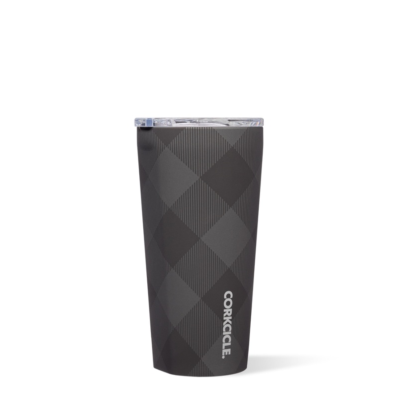 Corkcicle 16 oz Tumbler-Buffalo Plaid Grey