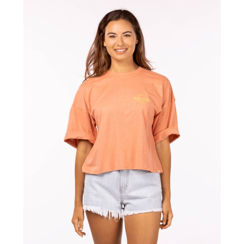 Rip Curl Better Days Heritage Crop Tee-Dusty Pink