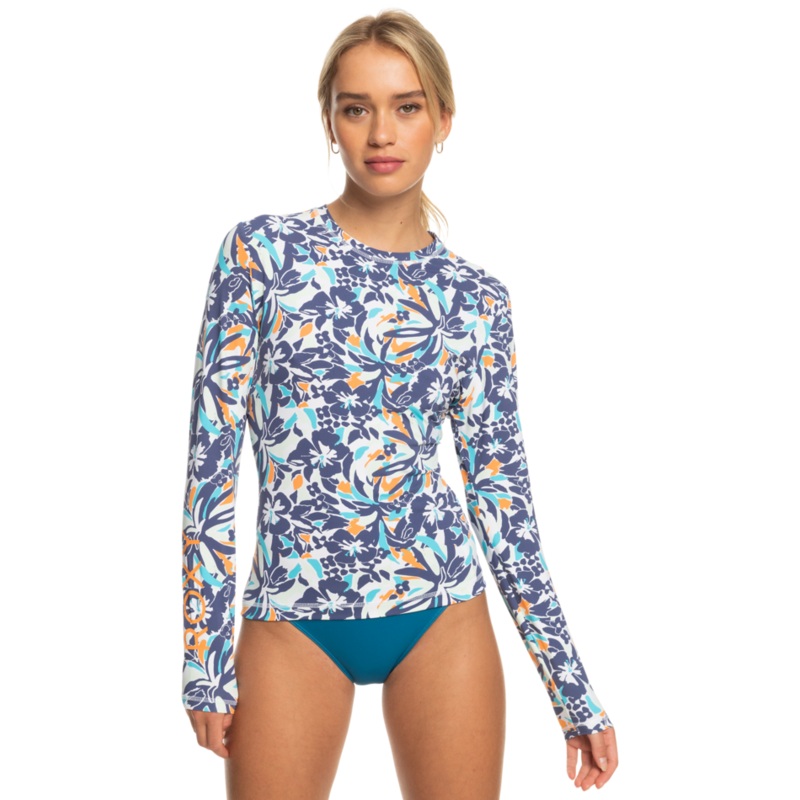 Roxy Sea Skippin PT L/S Rashguard-Bijou Blue Tropical Daze