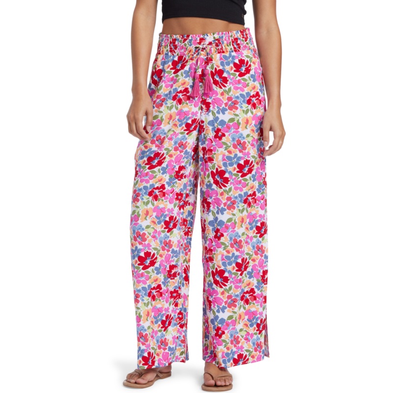 Roxy Tropical Rhythm Pants-Shocking Pink Bloomin Babe