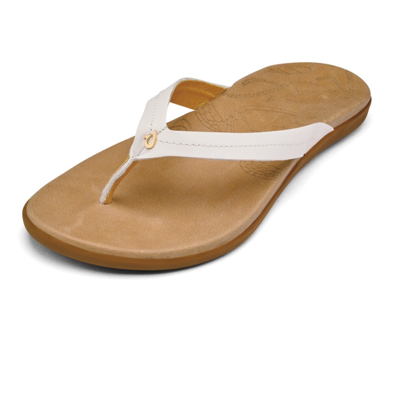 Olukai Honu Sandal-Bright White/Golden Sand