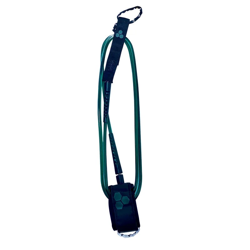 Channel Islands Standard Hex Cord Leash-Blk/Green-6′ x 1/4″