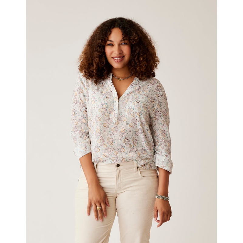 Carve Designs Dylan Gauze L/S Shirt-Cloud Ditsy