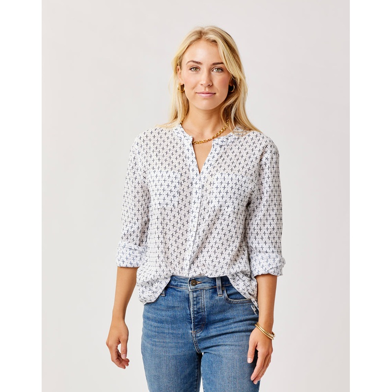 Carve Designs Dylan Gauze Tunic L/S Shirt-Cloud Geo