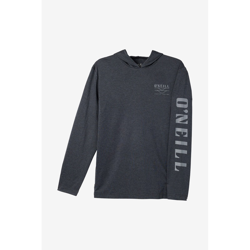 O’Neill Trvlr UPF Hooded Snap L/S Tee-Heather Black