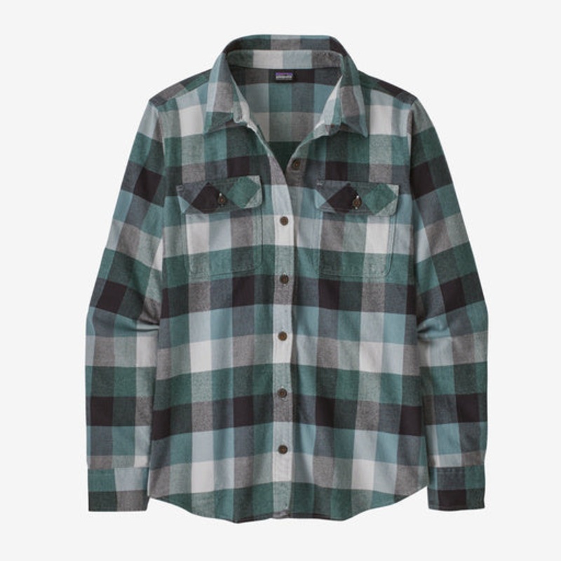 Patagonia W’s Organic Cotton MW Fjord Flannel-Guides: Nouveau Green