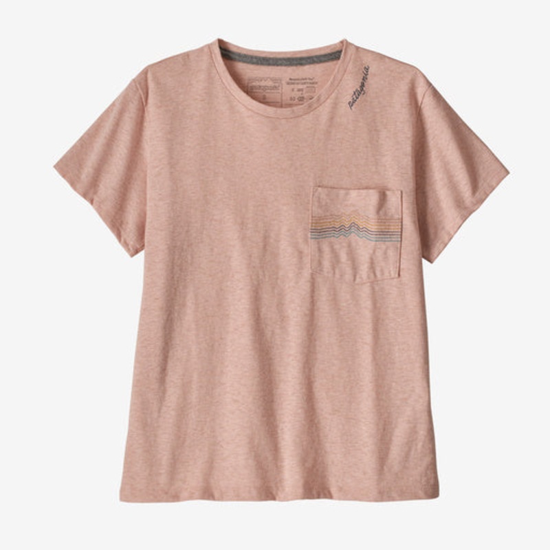 Patagonia W’s Ridge Rise Stripe Pocket Responsibili-Tee-Cozy Peach