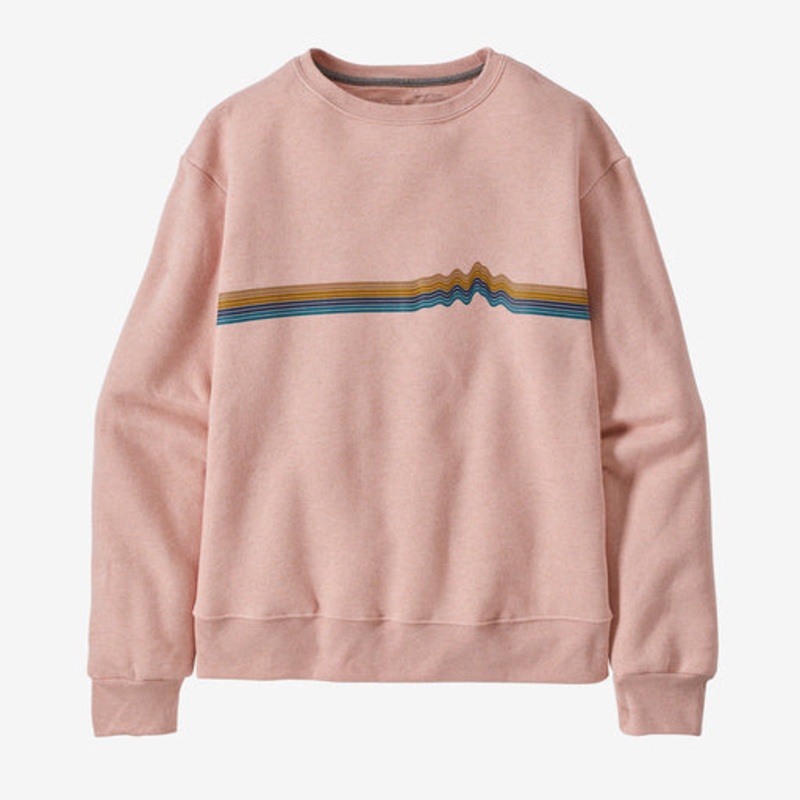 Patagonia W’s Ridge Rise Stripe Uprisal Crew Sweatshirt-Cozy Peach