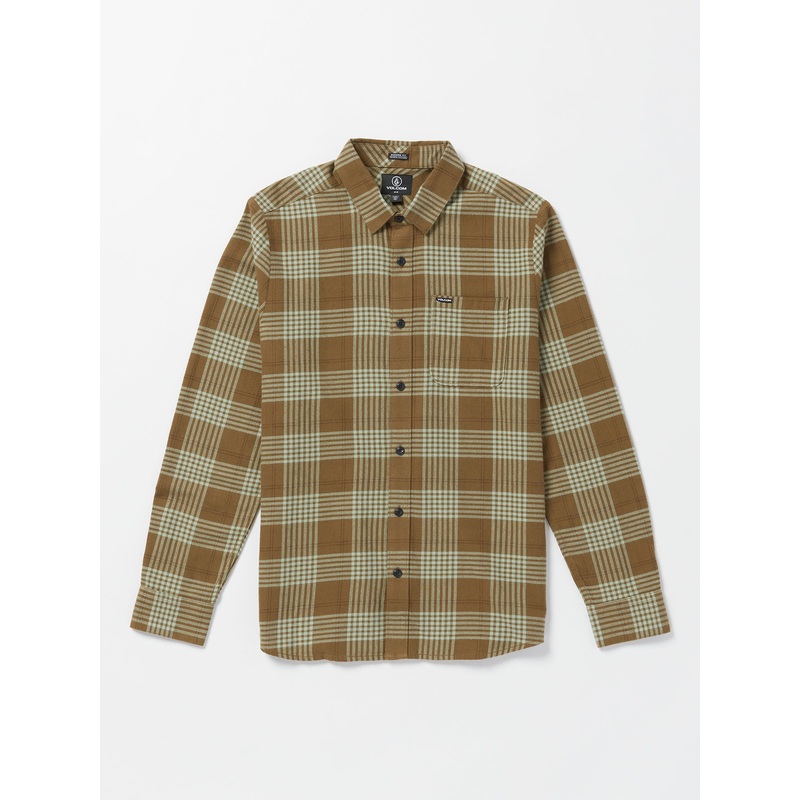 Volcom Caden Plaid L/S Shirt-Mud
