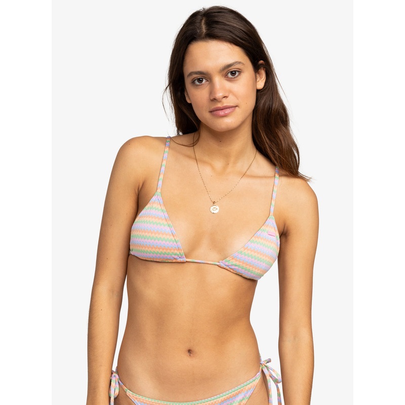 Roxy Wavy Stripe Mini Tiki Tri Top-Papaya