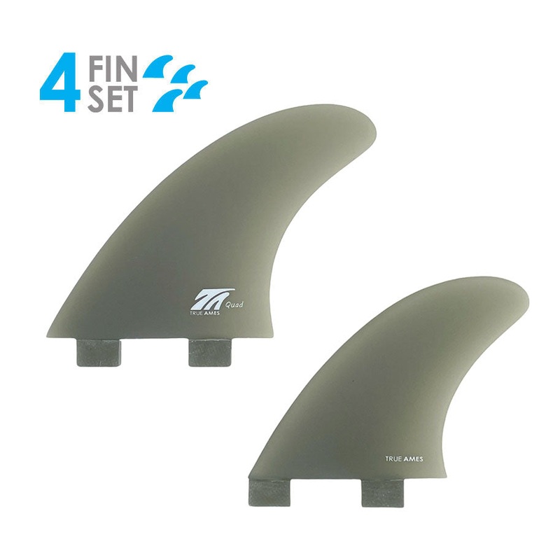 True Ames FCS Fiberglass Quad Fin Set-Smoke