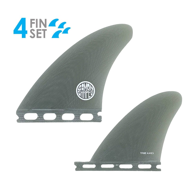 True Ames John Simon Type 1 Fiberglass Quad Fin Set-Smoke